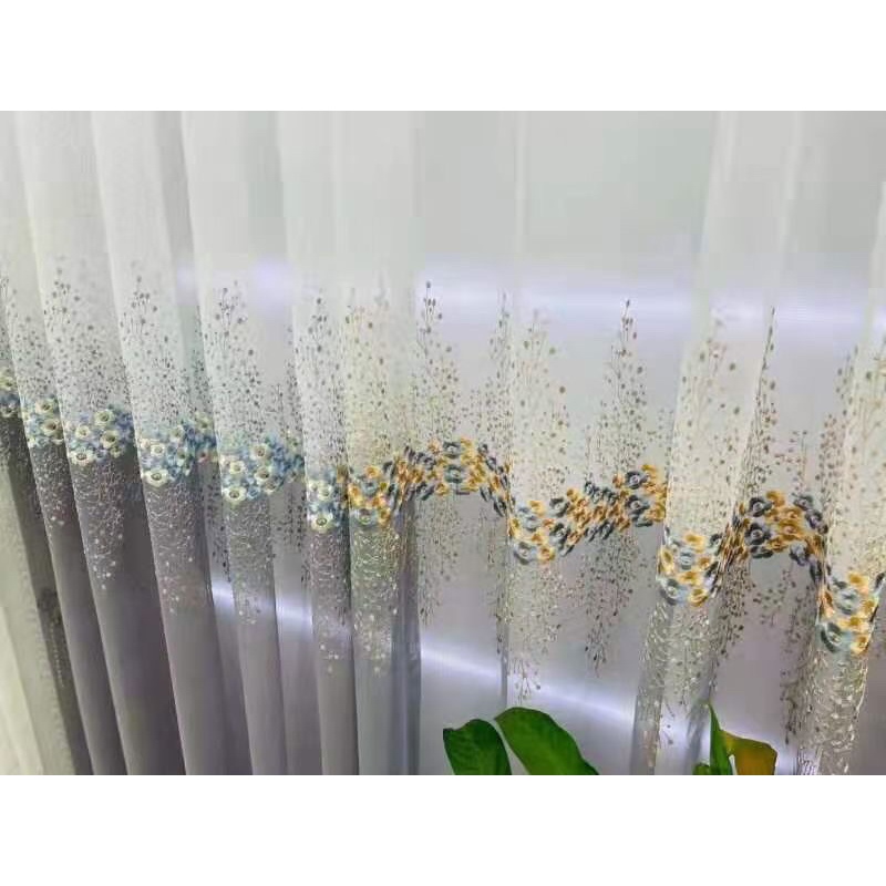 Vải rèm voan thêu thiên lý
