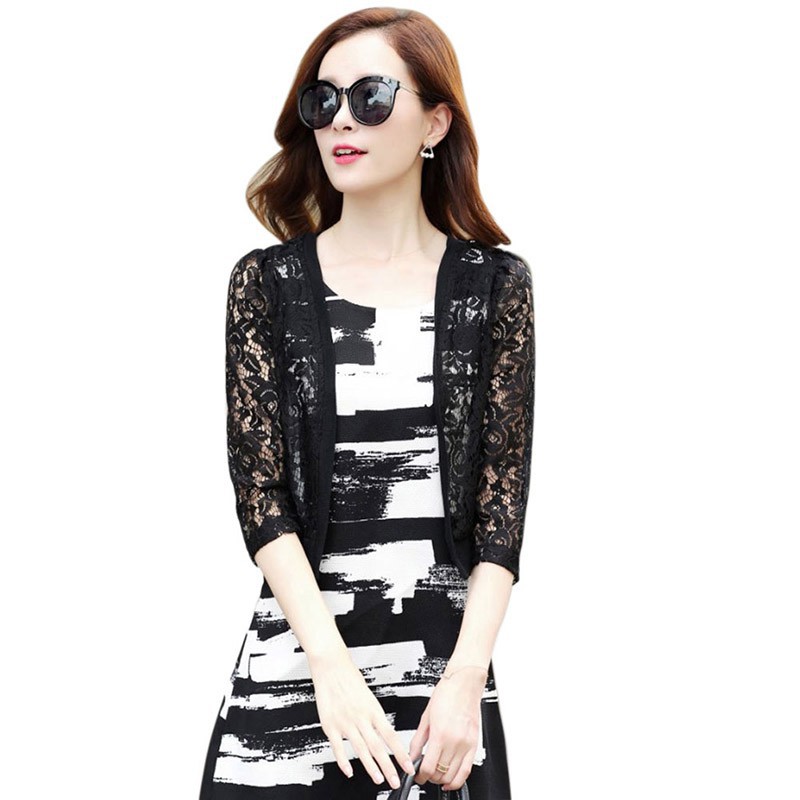 Áo khoác ngắn ren hoa thời trang nữ tính | BigBuy360 - bigbuy360.vn