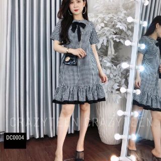 Đầm đuôi cá caro phối nơ