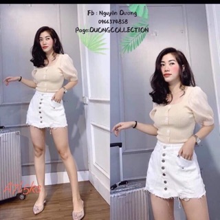 Áo Len Tăm 4 Nút Tay Bồng