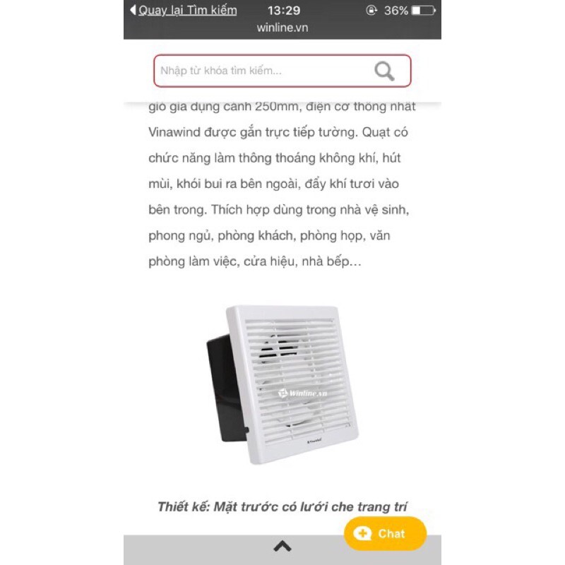 Quạt thông gió 15, 20, 25 Điện Cơ Thống Nhất Vinawind hàng chính hãng bảo hành 1 năm