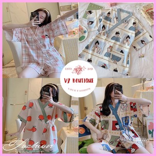 Bộ ngủ đùi hoạt hình chất liệu cotton vừa xinh đáng yêu