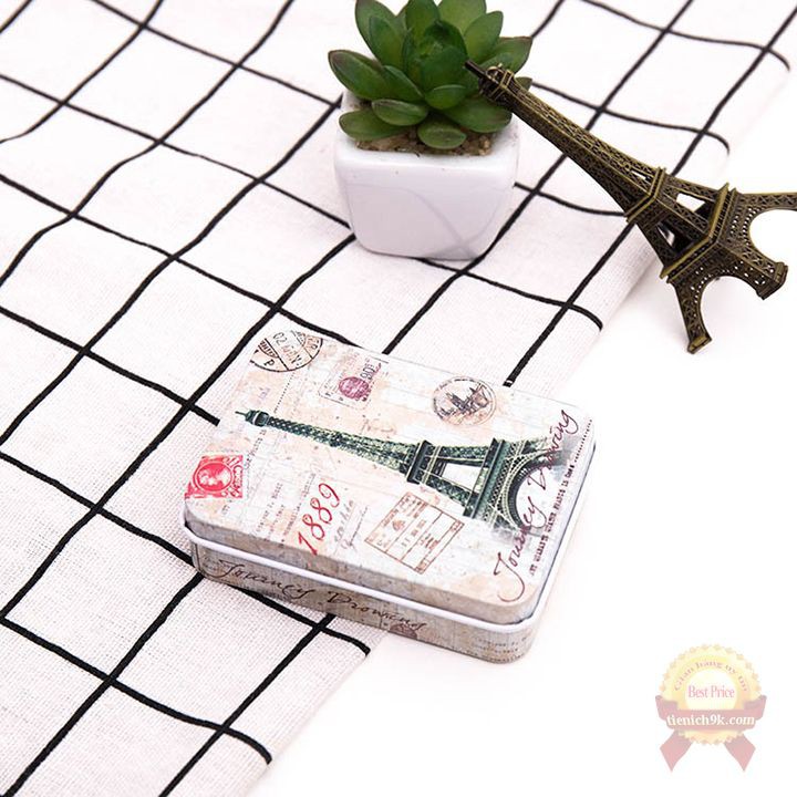 Hộp sắt kim loại để tiền giấy tờ và phụ kiện trang sức cho nữ nam