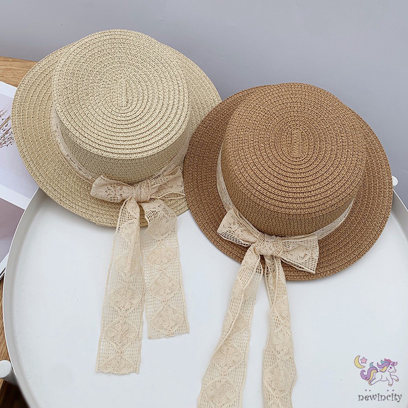 Mũ Cói Thắt Nơ Xinh Xắn Phong Cách Hàn Quốc Cho Bé Gái