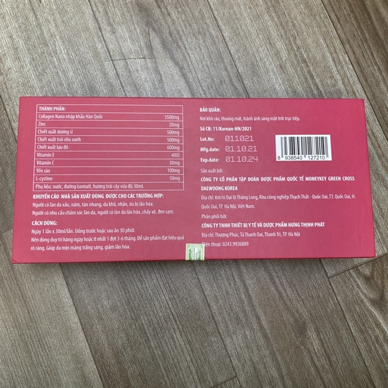Nước uống sáng đẹp da COLLAGEN NANO BIOKOREA - Chiết xuất lựu đỏ Vitamin E nguyên liệu nhập khẩu Hàn quốc