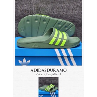 [☘️ADIDAS®☘️]- DÉP ĐÚC DURAMO SLIDES - Xanh rêu S/Xanh chuối
