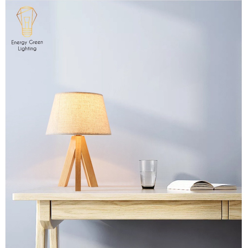 [ 4 Mẫu ] Đèn Ngủ Energy Green Lighting Để Bàn - Thân Gỗ , Chóa Vải - Decor Trang Trí Nội Thất - Nhẹ Nhàng ,Tinh Tế