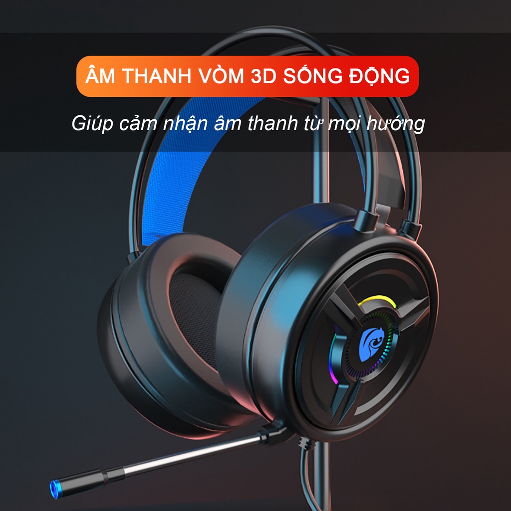Tai nghe chụp tai gaming SIDOTECH P200 siêu bass mic chống ồn đèn led rgb thay đổi liên tục cho máy tính laptop
