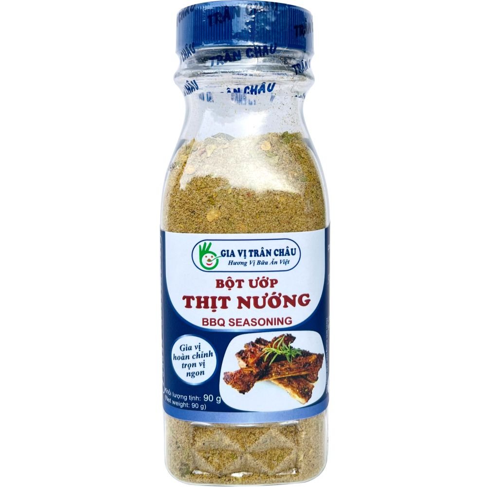 Bột ướp thịt nướng BBQ Trân Châu chai 90g| Gia vị ướp thịt heo, bò, cá, tôm tiện dụng giúp thịt nướng thơm, mềm, ngon