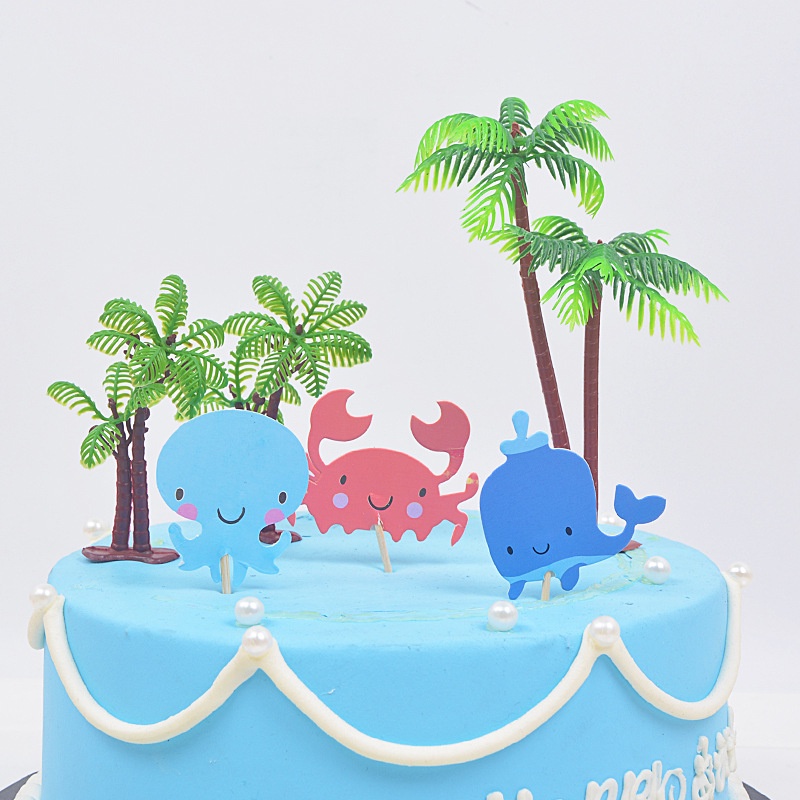 phụ kiện trang trí bánh kem [FREESHIP] set 10 cây dừa nhựa