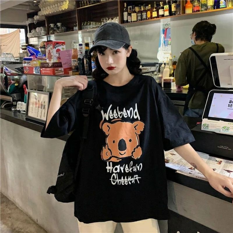 áo thun nam nữ form rộng unisex in hình gấu cute