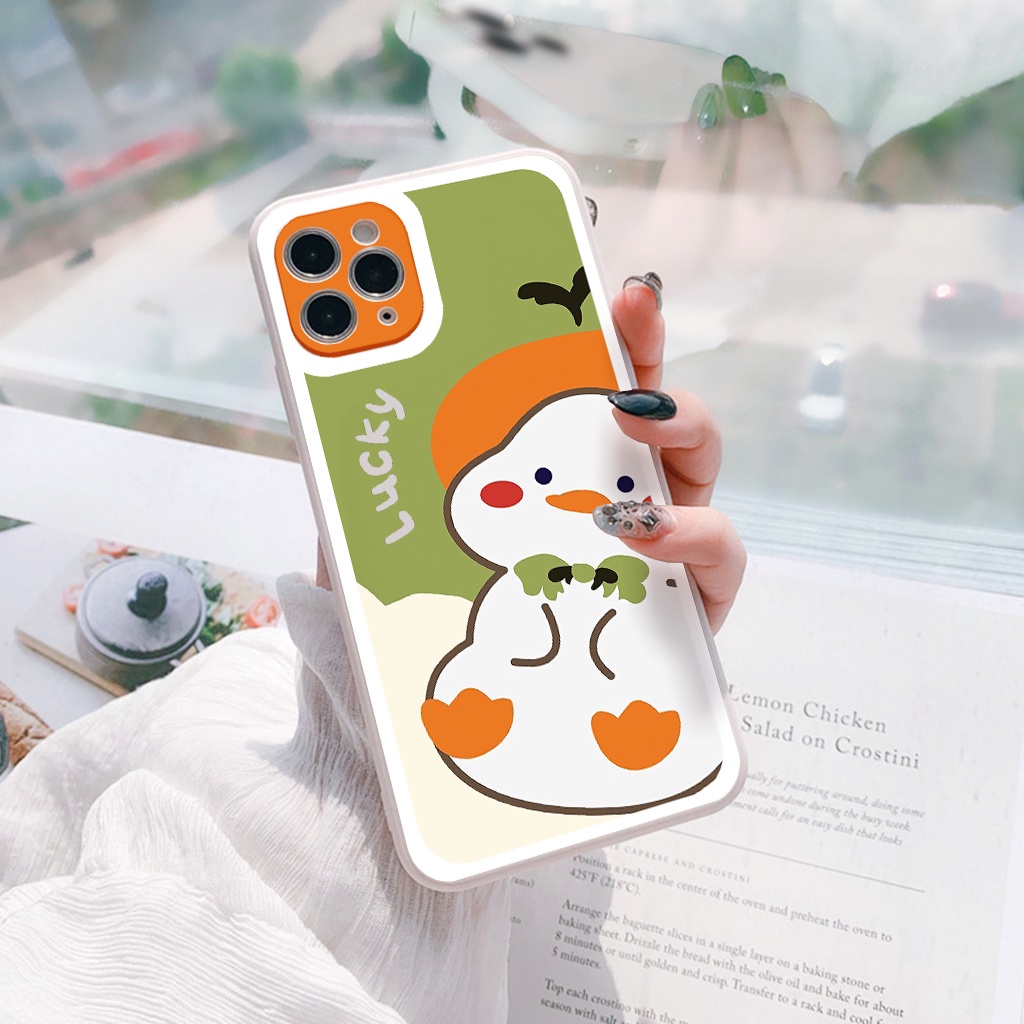 Ốp iphone cạnh vuông bo viền Vịt béo lucky ip 11/11pro/11promax/x/xs/xr/xsmax/6/7/8/plus/splus/12 pro max/13 pro max-g11