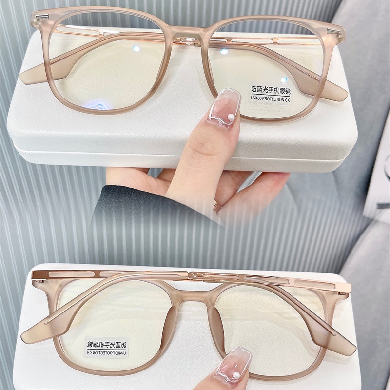 Mắt Kính Gọng Vuông Chống Ánh Sáng Xanh Trong Suốt Thời Trang Hàn Quốc