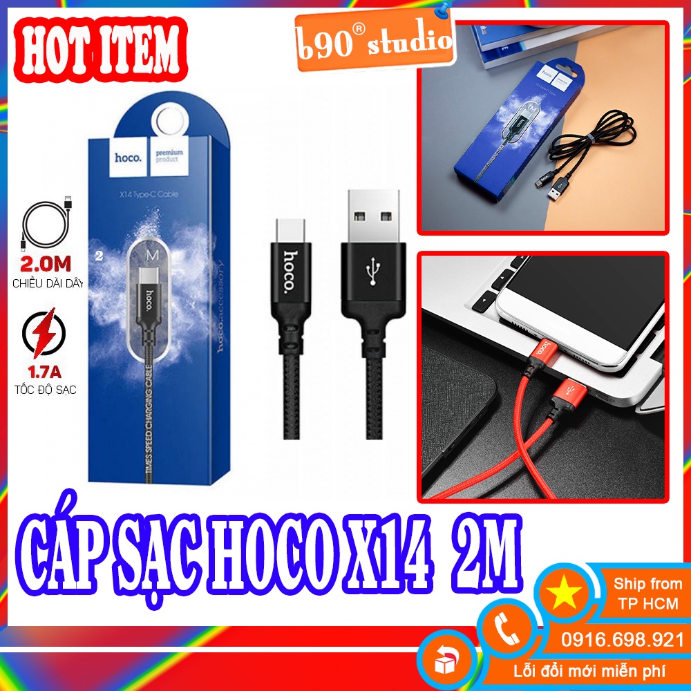 GIÁ SỈ  Cáp sạc nhanh TYPE-C - HOCO X14 2m - Hãng Phân Phối Chính Thức trên toàn quốc
