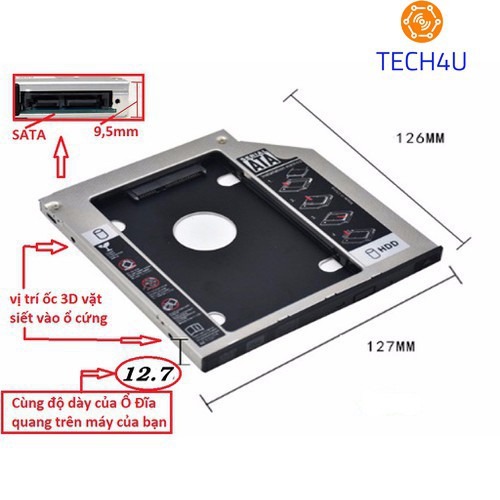 🔥Khay Ổ Cứng Caddy Bay HDD SSD SATA 3 9.5mm / 12.7mm ( Mỏng ) Lắp Ổ Cứng Thứ 2 cho Laptop - chất liệu Nhôm | BigBuy360 - bigbuy360.vn