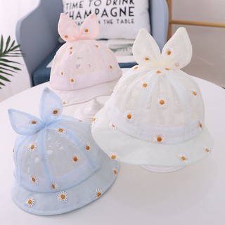 Mũ nón cho bé dạn lưới hình họa cúc vành tròn cho bé từ 4 đến 12 tháng