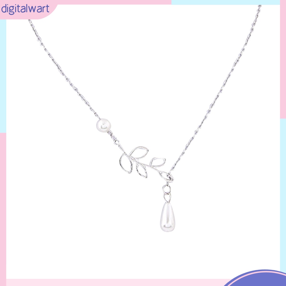 Dây Chuyền Mặt Hình Chiếc Lá Đính Ngọc Trai Nhân Tạo Sang Trọng Cá Tính Dành Cho Nữ