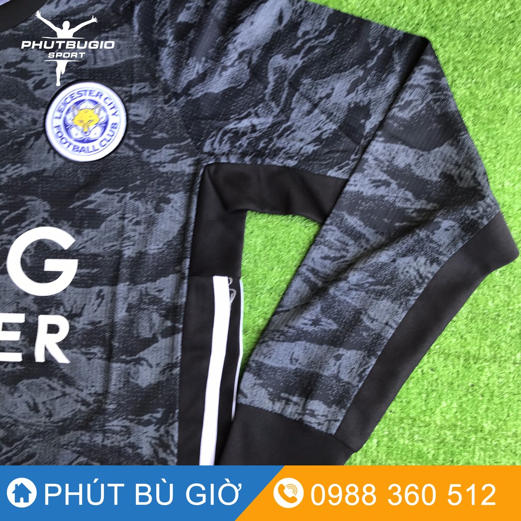 [CAO CẤP] /ẢNH THẬT/ Bộ quần áo bóng đá/ Áo đá banh CLB Leicester City ĐEN ĐỐM THUN THÁI CHUẨN ĐẸP - Phút Bù Giờ Sport