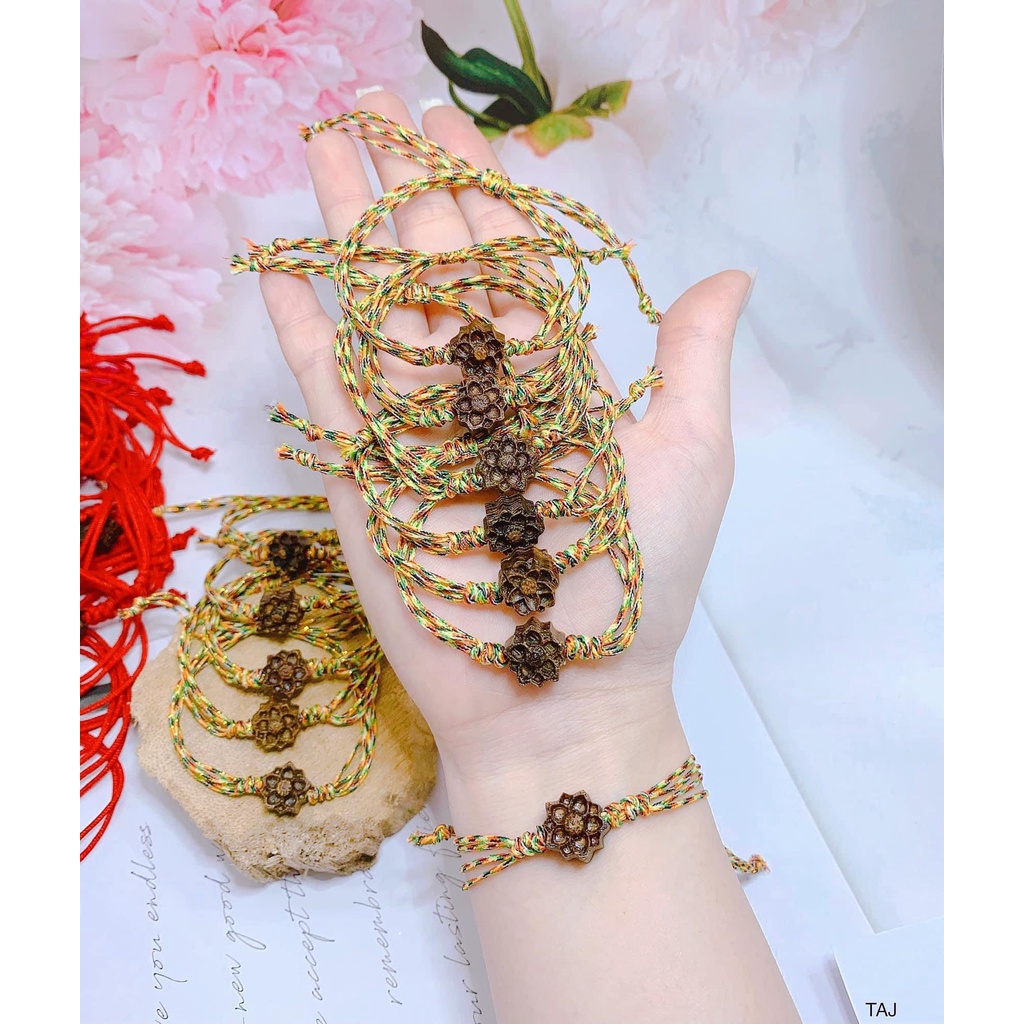 Vòng tay chỉ đỏ, chỉ ngũ sắc mix trầm sen