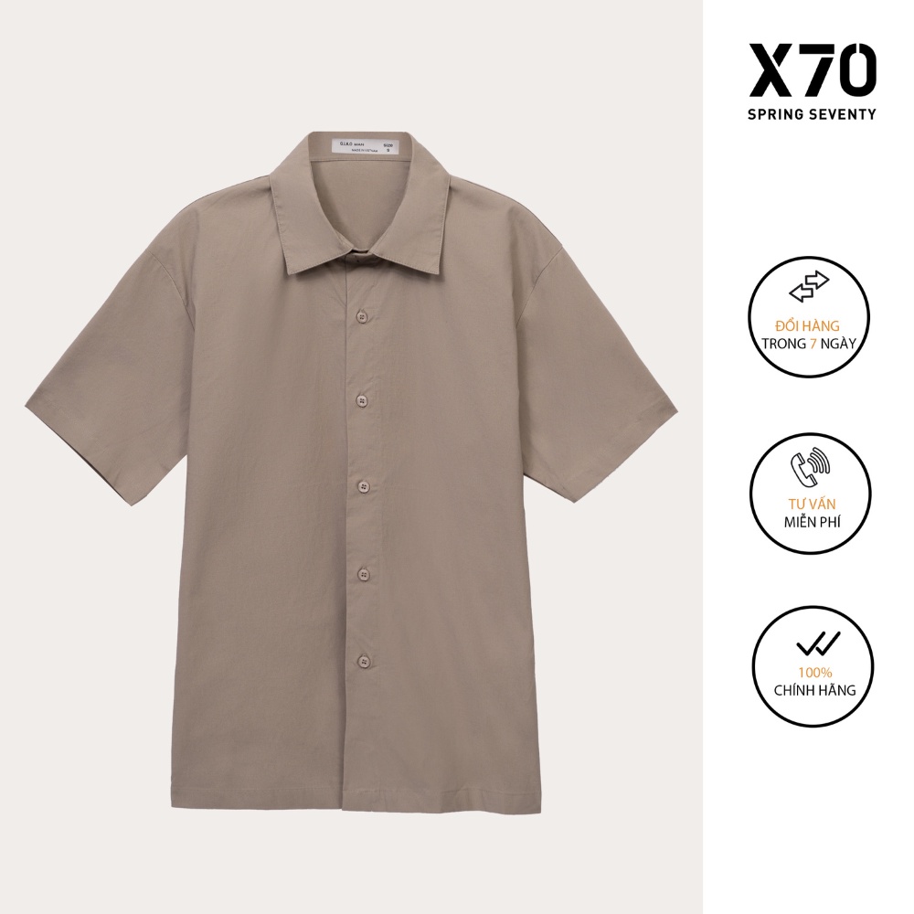 Áo Sơ Mi Nam Trơn Kiểu Dáng Cổ Bẻ Tay Ngắn Thiết Kế Thời Trang X70 - 07620001