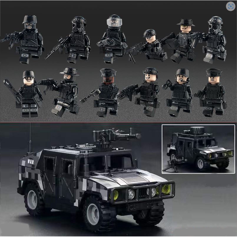 Đồ chơi lắp ráp swat army , mô hình lắp ghép quân sự - COMBO 12 LÍNH SWAT