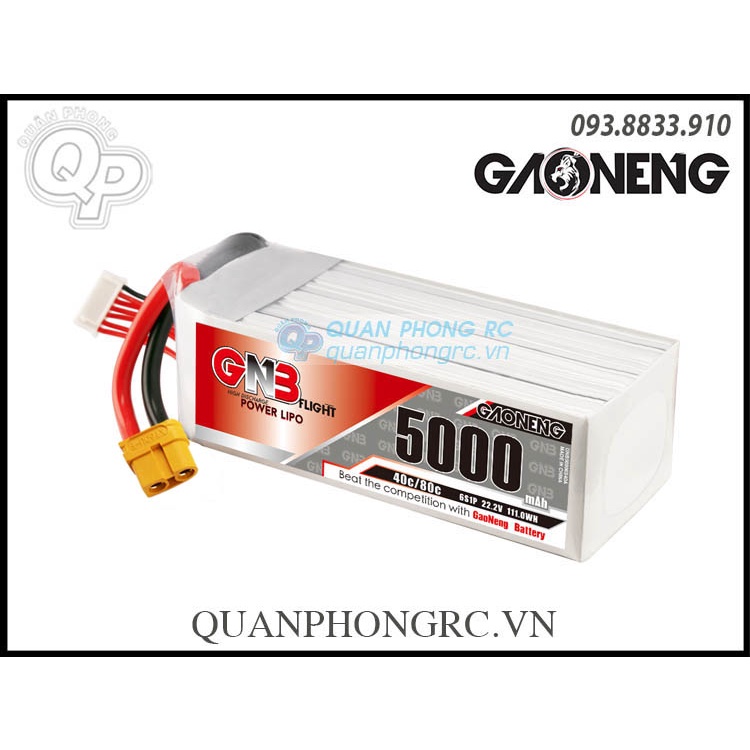 PIN GNB 5000mAh 6S 40C 22.2V LiPo Battery XT60