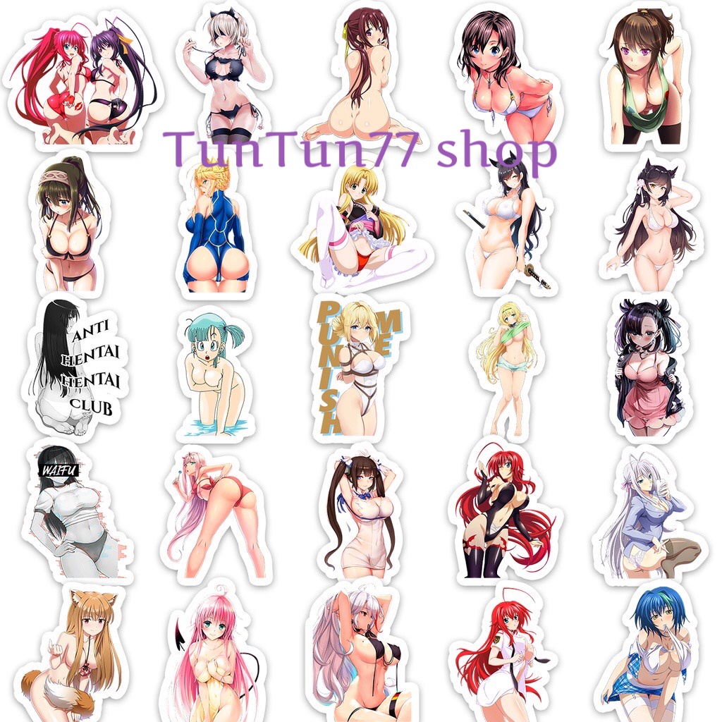 Sticker sexy girl anime siêu hot sẵn keo dùng dán đàn guitar, trang trí phòng ngủ, dán bình nước, dán laptop,...