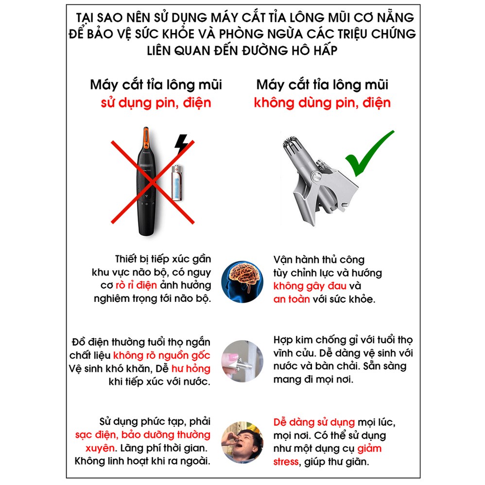Máy tỉa lông mũi , Dụng cụ tỉa lông mũi ,bằng thép không gỉ sản phẩm nhỏ gọn hoạt động bằng cơm sử dụng trọn đời hj