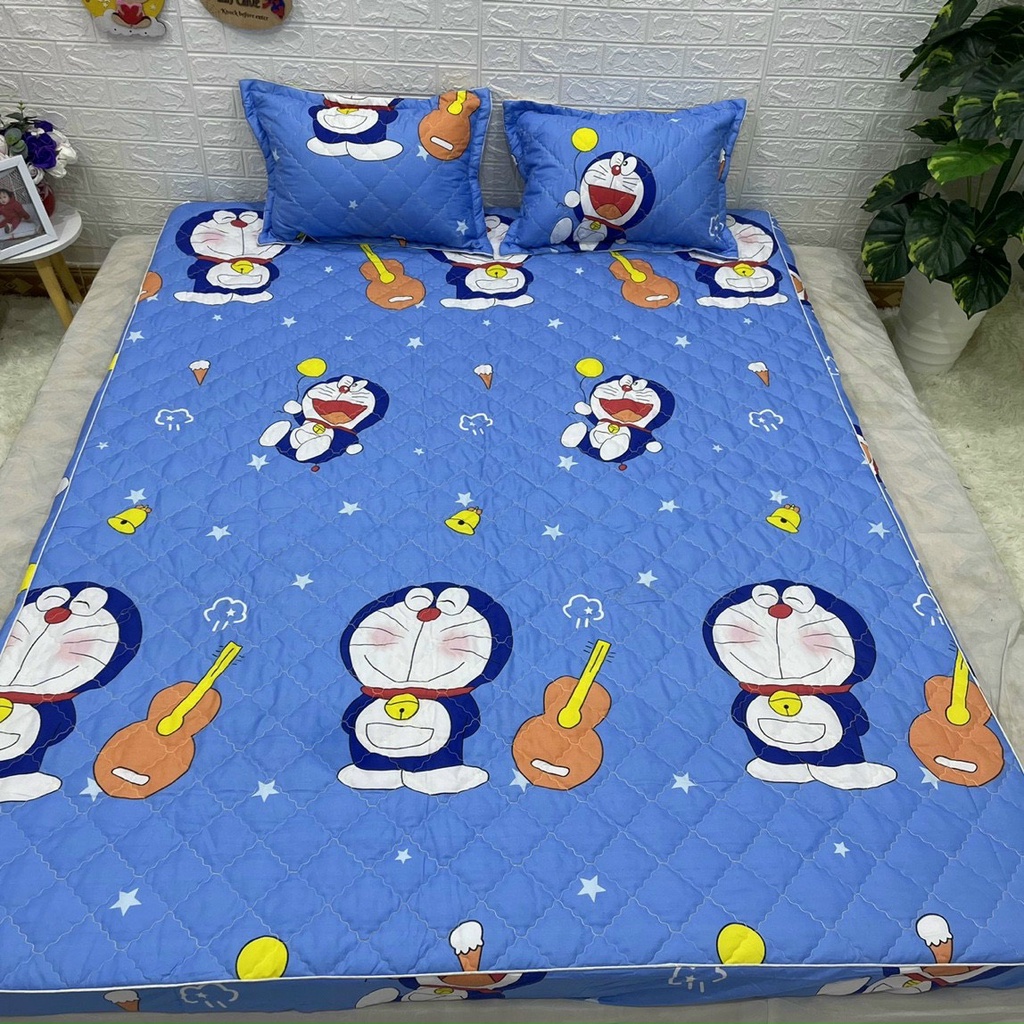 Ga giường và 2 vỏ gối cotton poly, ga giường trần bông xuất khẩu cao cấp mềm mịn thoáng mát đủ kích thước m6 m8 2m2