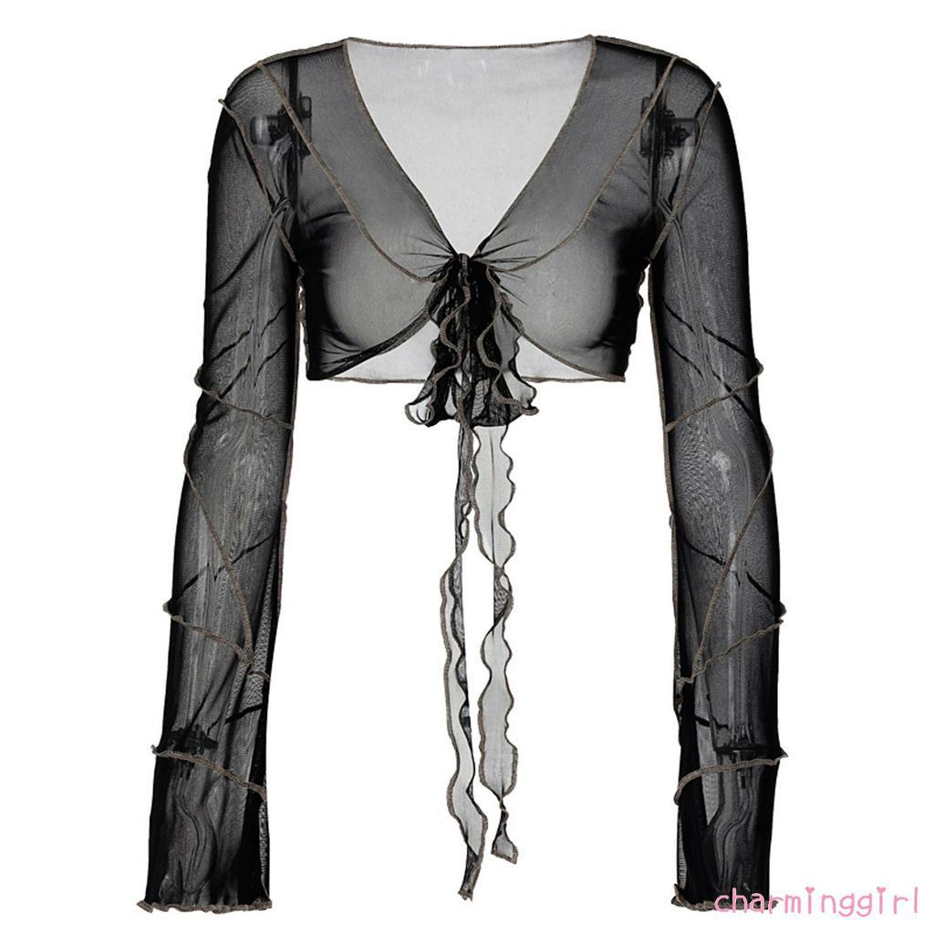 Áo Nữ Tay Dài Cổ Chữ V Thời Trang Quyến Rũ