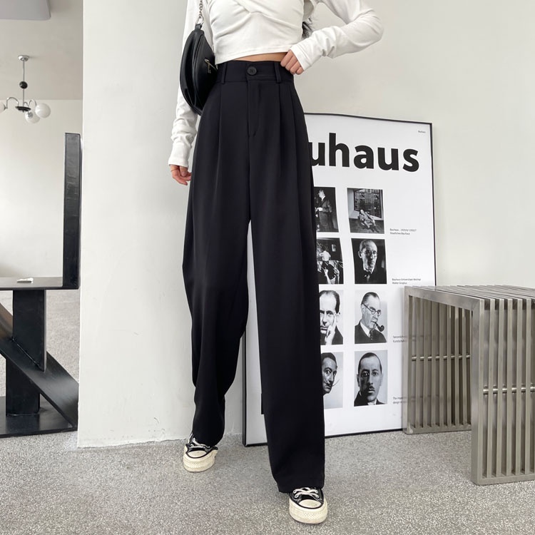 Quần Ống Rộng Lưng Cao Theo Phong Cách Hàn Quốc Kiểu Dáng Mới