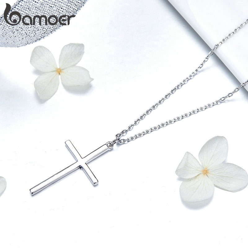 Vòng cổ BAMOER mặt thánh giá màu bạc/vàng hồng YIN076-L