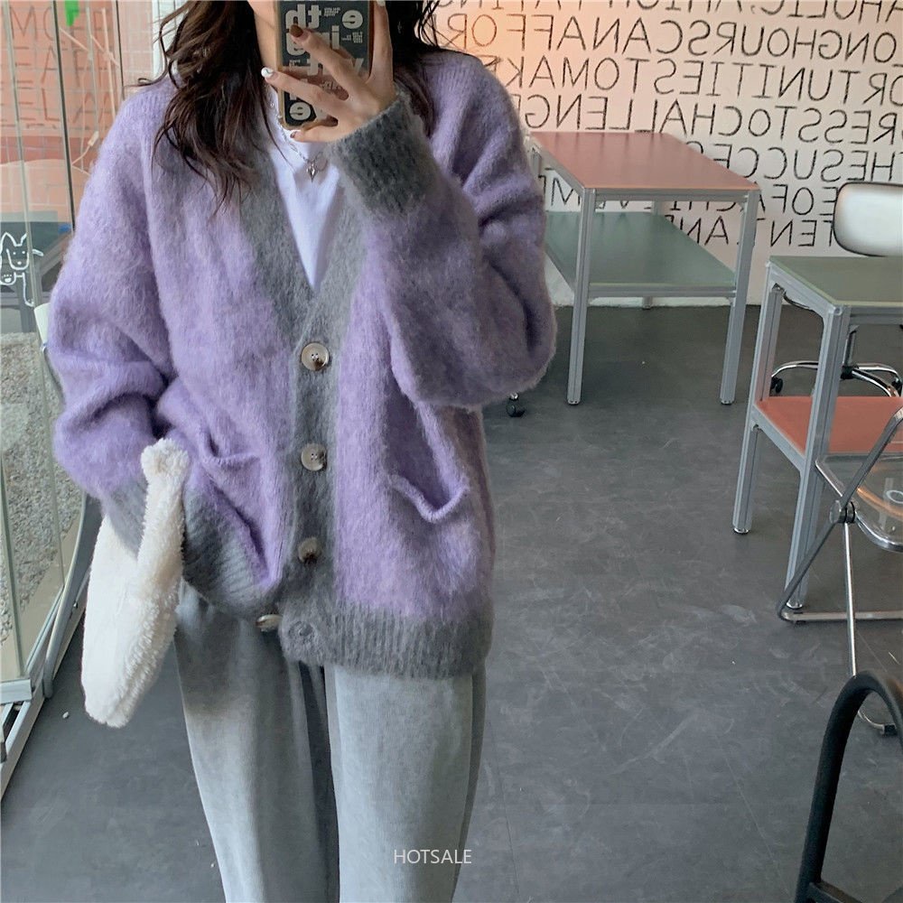 Áo Khoác Cardigan Dệt Kim Mềm Mại Tay Dài Dáng Rộng Cổ Chữ V Phong Cách Phương Tây Dành Cho Nữ