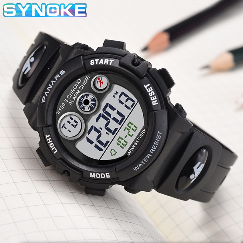đồng hồ em bé SYNOKE Đồng hồ thể thao ngoài trời LED điện tử không thấm nước Chronograph kỹ thuật số