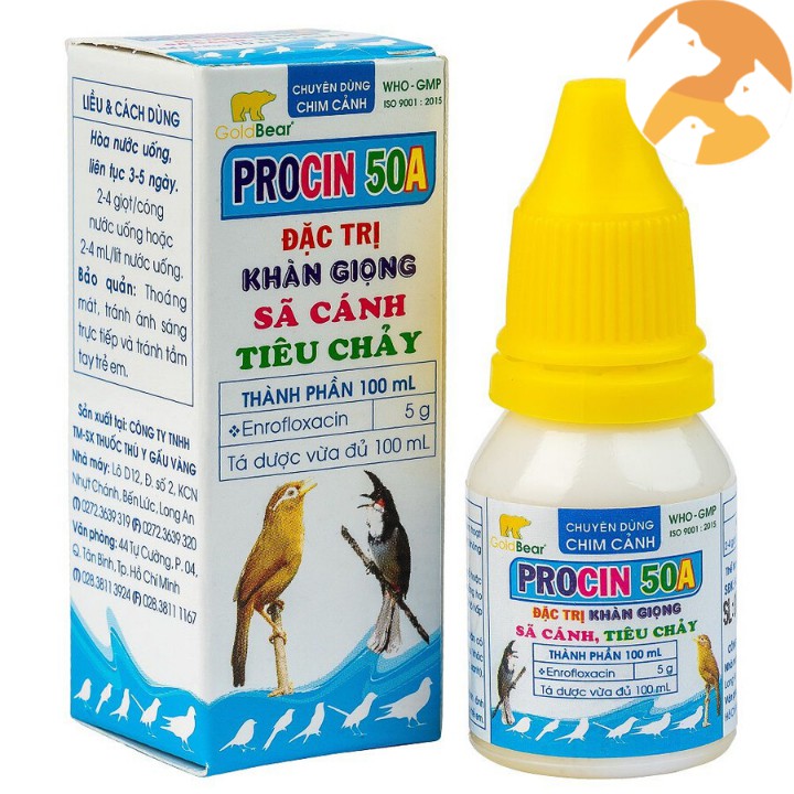 Dùng cho chim cảnh khàn giọng, sã cánh, tiêu chảy, Procin 50a Gà Đá