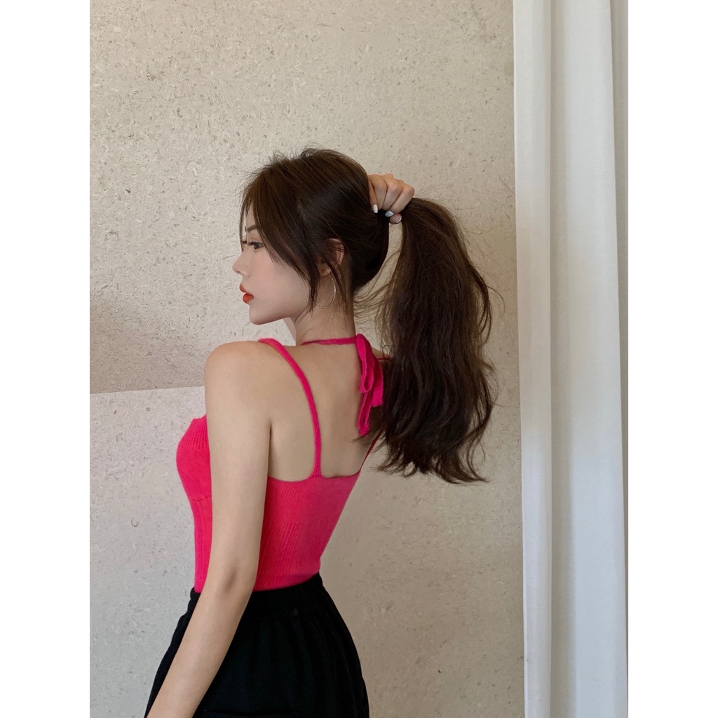 Cocory vn Áo dệt kim hai dây ôm dáng phong cách Hàn Quốc quyến rũ dành cho nữ