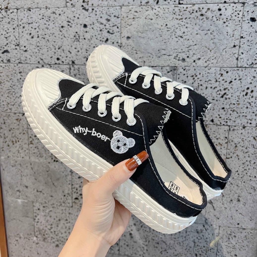 Giày sục thể thao nữ thêu gấu siêu xinh ( form rộng ) 104