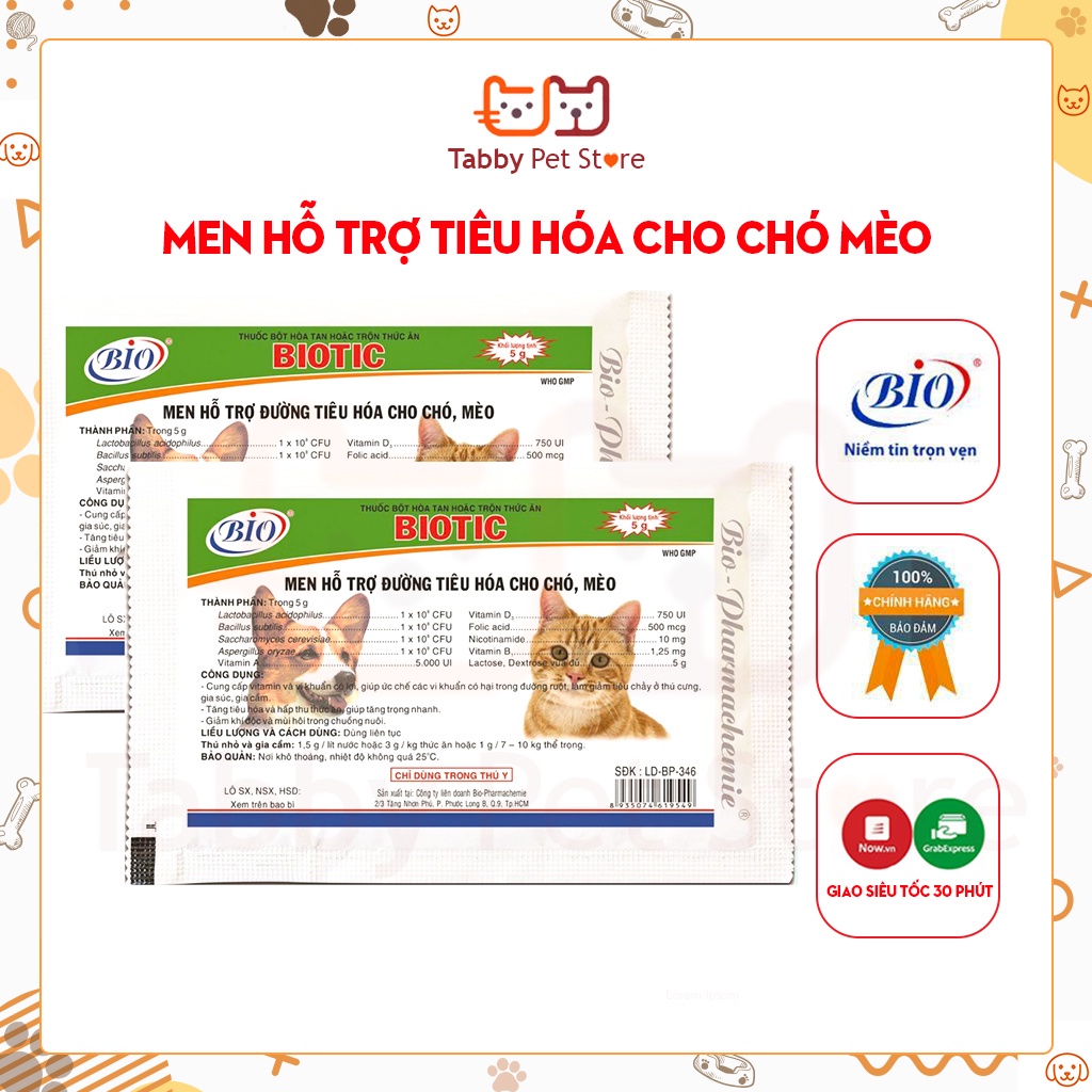 Men hỗ trợ tiêu hóa BIOTIC cho chó mèo thú cưng Chính Hãng Tabby Pet Store