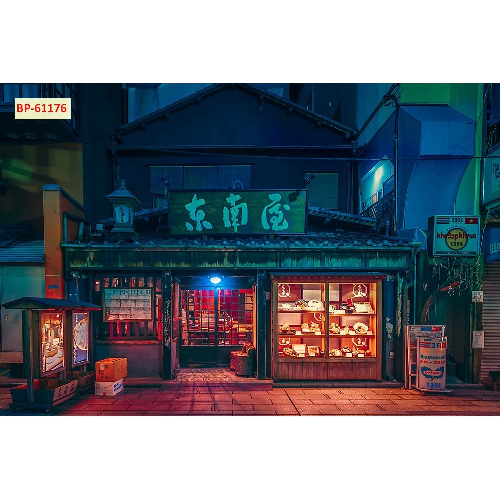Tranh dán tường Trang Trí Cửa Hàng cao cấp đường phố Tokyo – Nhật Bản chống nước, không phai