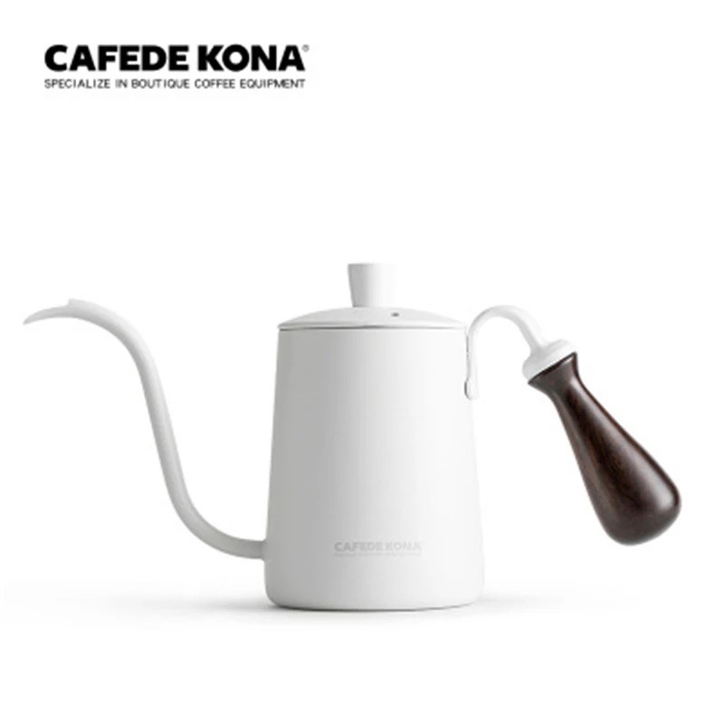 Ấm rót cà phê drip cổ ngỗng Cafede Kona quai gỗ – dung tích 600ml