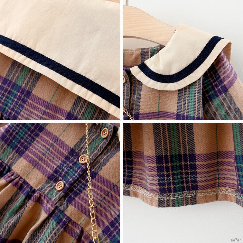 Váy ca rô tay dài đáng yêu dành cho cho bé gái từ 0-4 tuổI