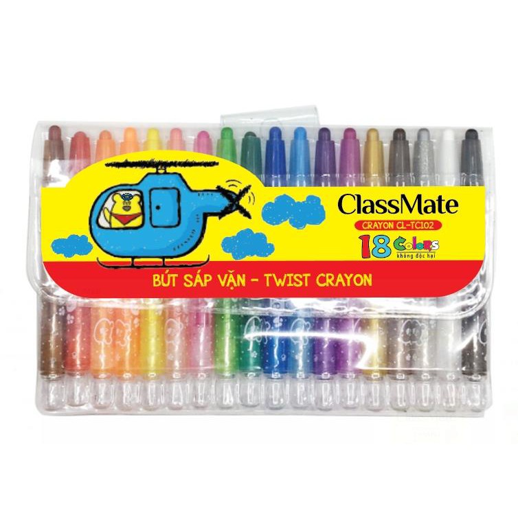 Bút sáp vặn 12,18,24 màu classmate CL-TC101/ 102/ 103 tập tô cho bé ANKICO
