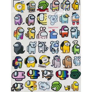 Sticker among us 30-150 cái ép lụa chống nước chống xước/hình dán among us