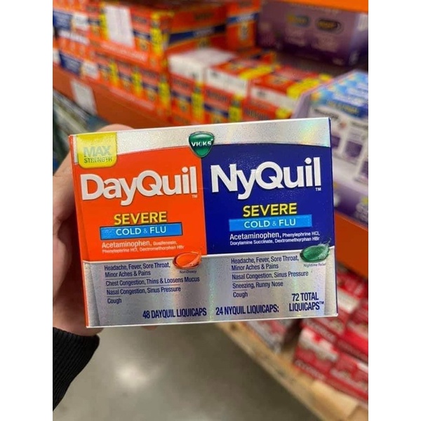 Viên Vicks Dayquil & Nyquil Severse Cold & Flu 72 viên - Hàng Mỹ