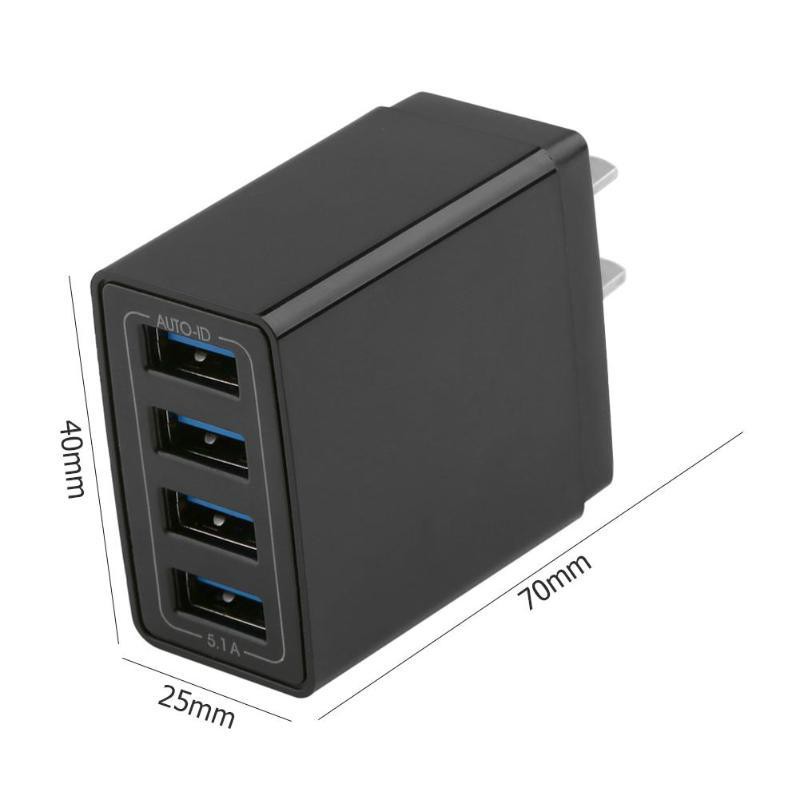 Củ Sạc 4 Cổng Usb 5v Phích Cắm Eu Có Đèn Báo Hiệu