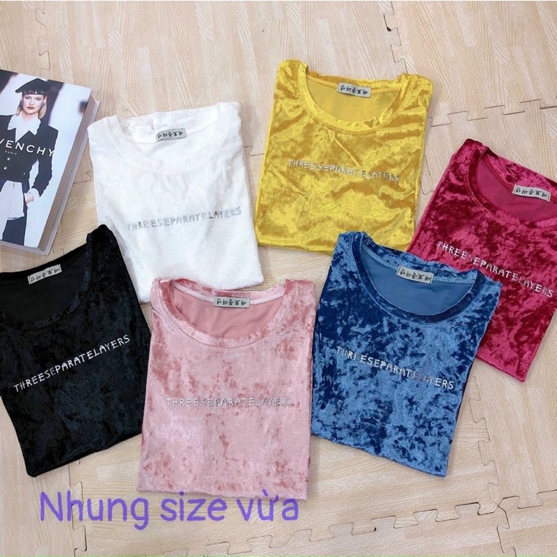 Áo thun nhung phom ôm vừa