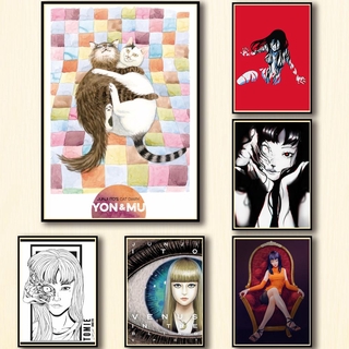 Set 49 Tấm Áp Phích Dán Tường Trang Trí Quán Cà Phê / Bar / Nhà Ở Hình Anime Tomie Souichi Tsujii