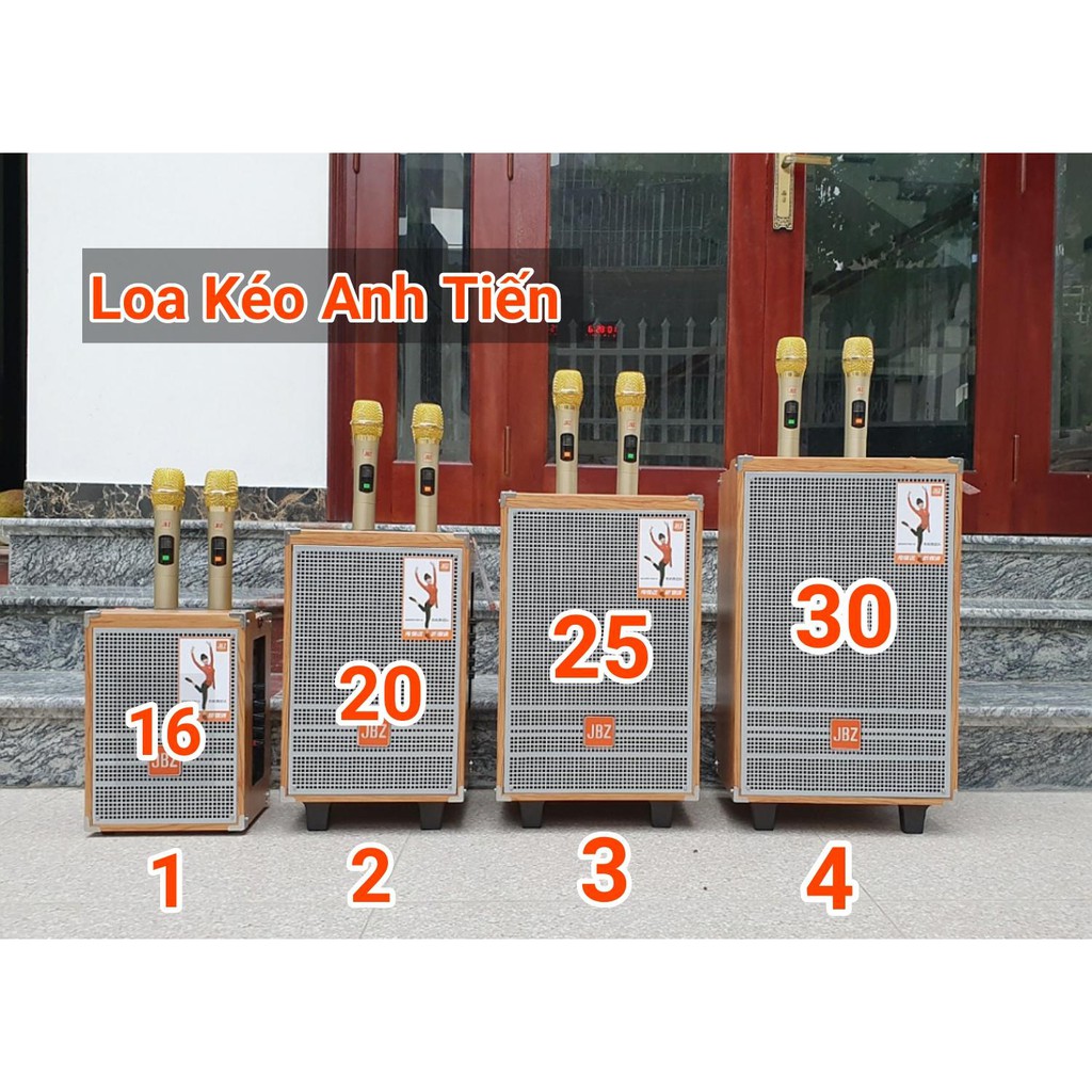 loa kéo bass 25cm ,tặng 2 míc ko dây tần số UHF hát siêu hay JBZ 1003