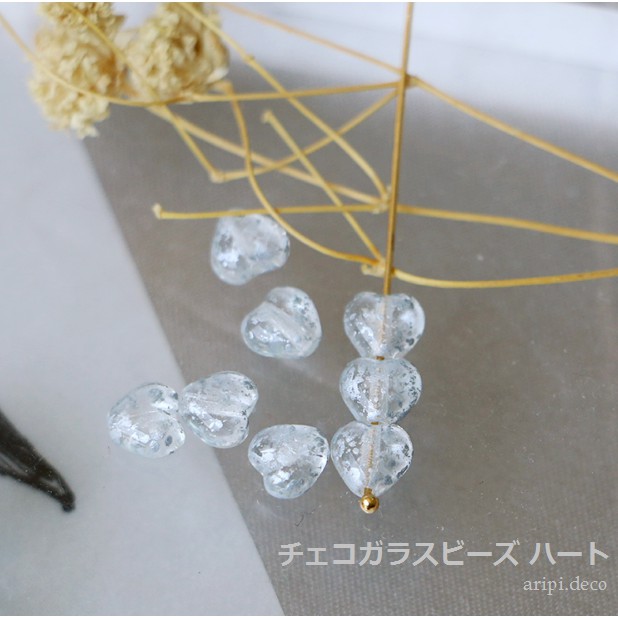Charm thủy tinh tim xỏ lỗ 2 đầu T4 /Nguyên liệu làm vòng tay