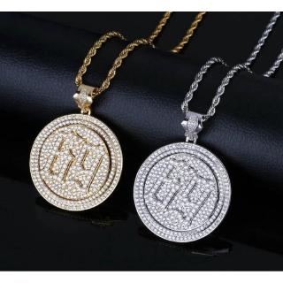 Set 69 Vòng cổ Thép Không Gỉ Mặt Hình Lưỡi Cưa Đính Đá Phong Cách Hip Hop